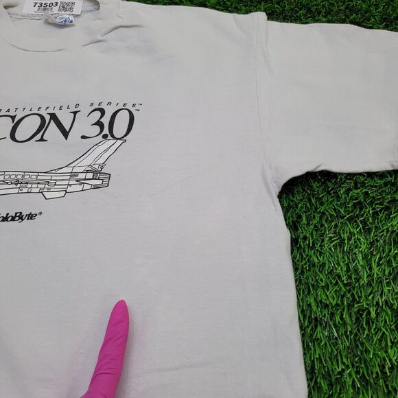 Vintage 80s Military Jet Shirt Large 21x27 White - Picture 13 of 13